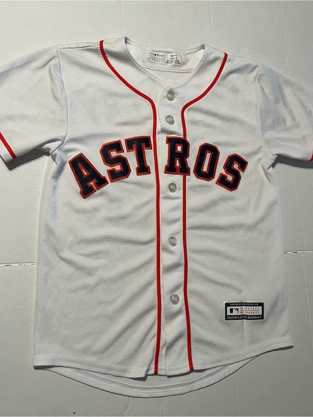 Genuine Merchandise White Kids Astros Baseball Jersey with Red Trim